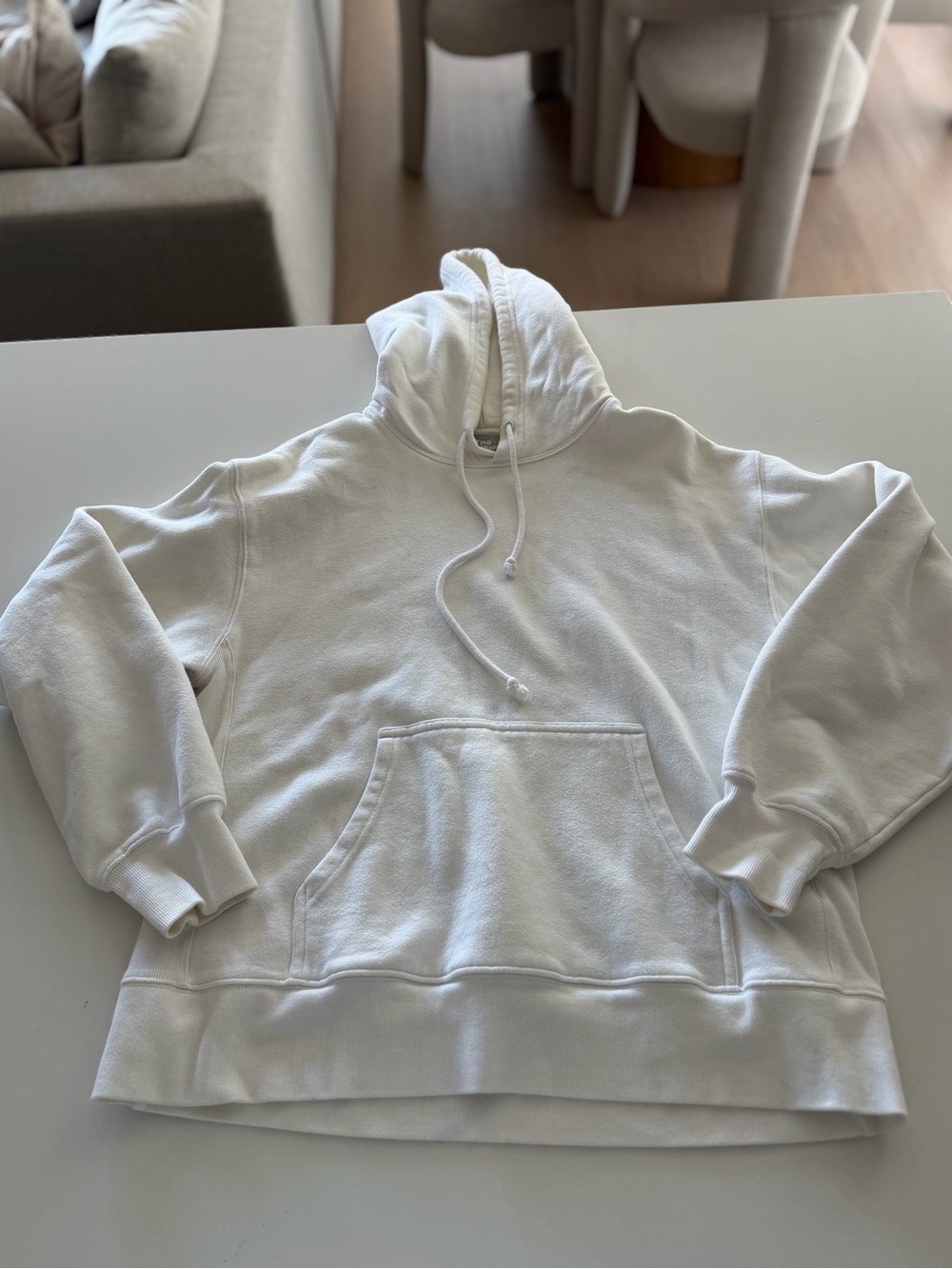 Aritzia TNA cozy AF White Pullover Hoodie - Classic Casual Sweatshirt